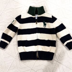 🐎 Ralph Lauren Baby Striped Zip Sweater 24 months